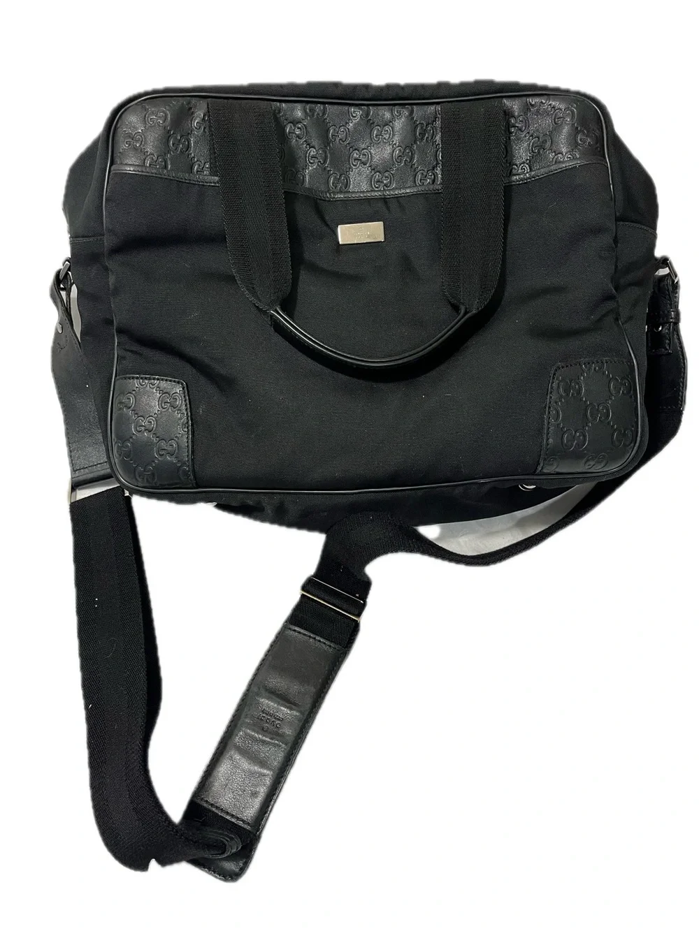 Gucci Black Nylon & Leather Laptop Briefcase No COA